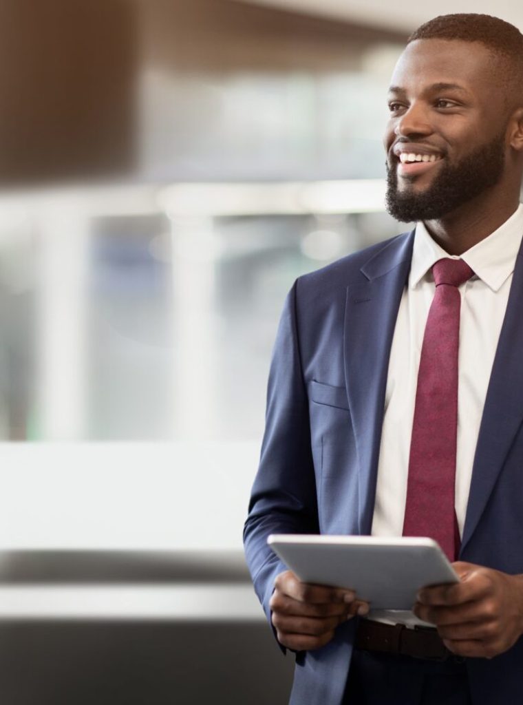 Smiling,Handsome,Confident,African,American,Millennial,Businessman,Ceo,With,Beard